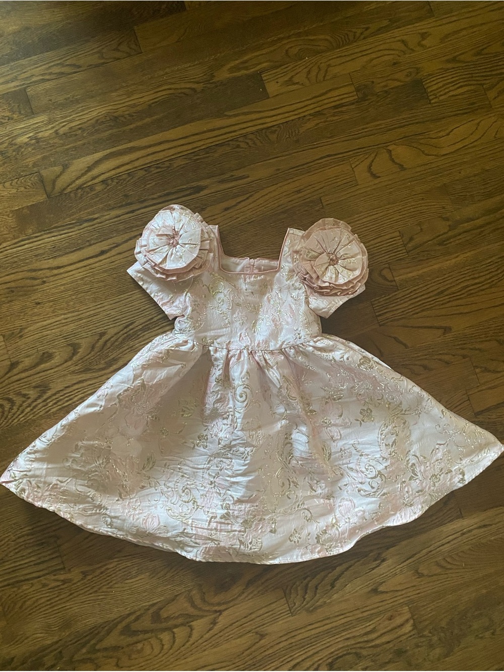 Formal Jacquard Light Pink Floral Brocade Dress size 7/8
